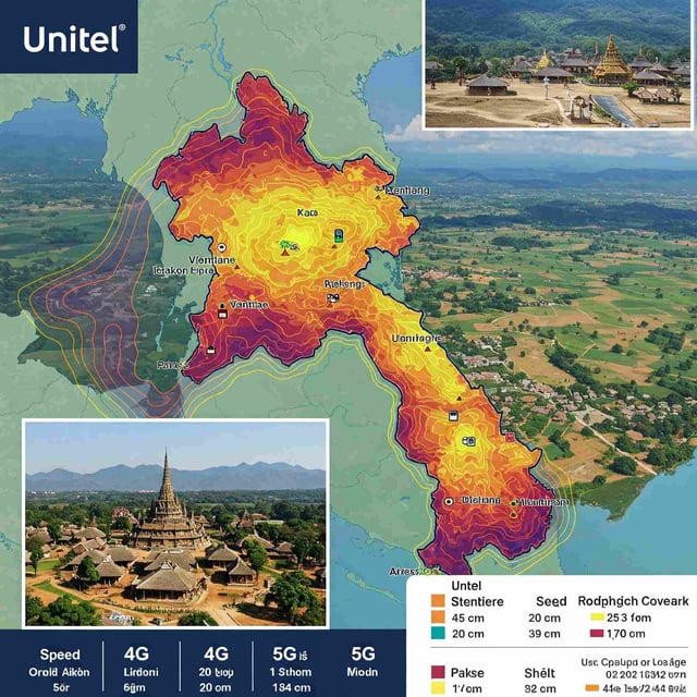 ความครอบคลุมของเครือข่าย Unitel ในประเทศลาว